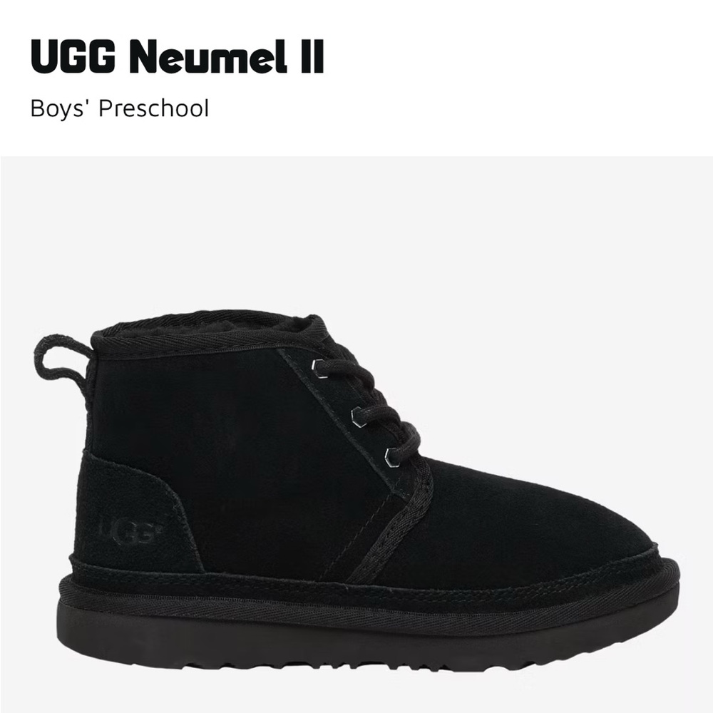 UGG Neumel II Boys' Black Lace-Up Preschool Boots- Good condition